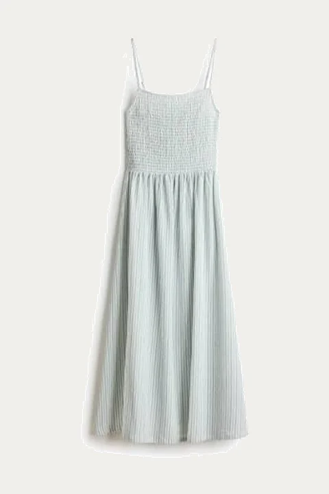 Pale blue smocked strappy dress