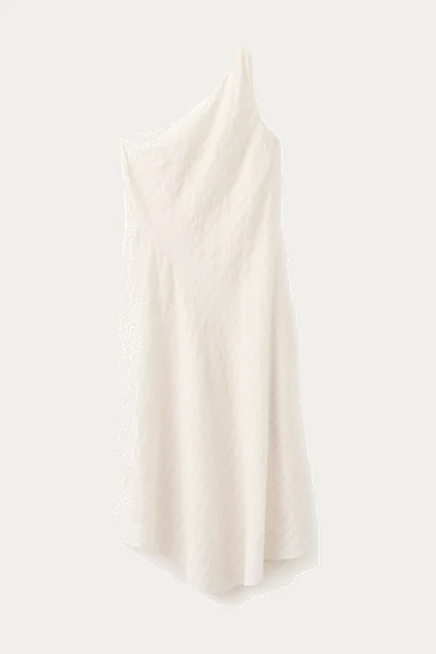 Ivory one-shoulder flowing dress