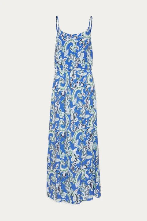 Blue and yellow floral slip dress