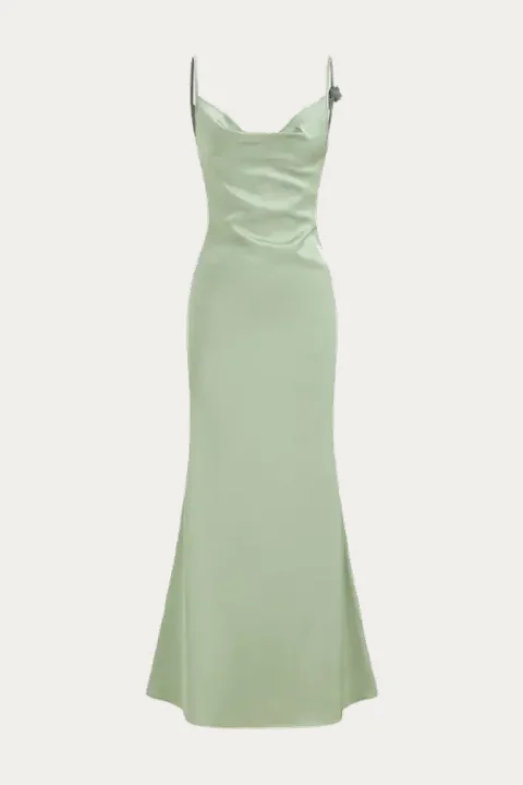 Sage green draped slip dress