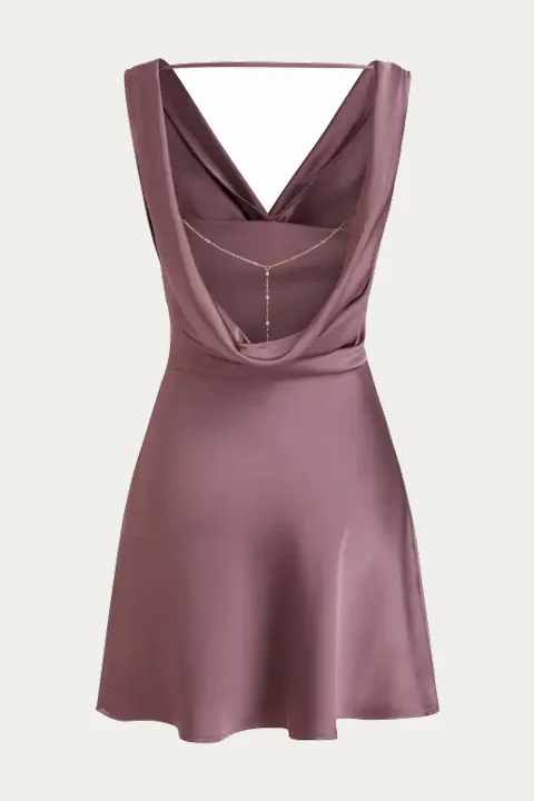 Mauve draped strappy mini dress